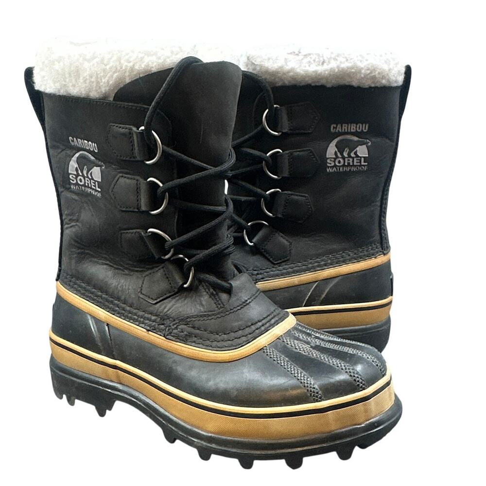 Sorel Caribou Boots Women 6 Black Waterproof Winter Snow Insulated Leather Work